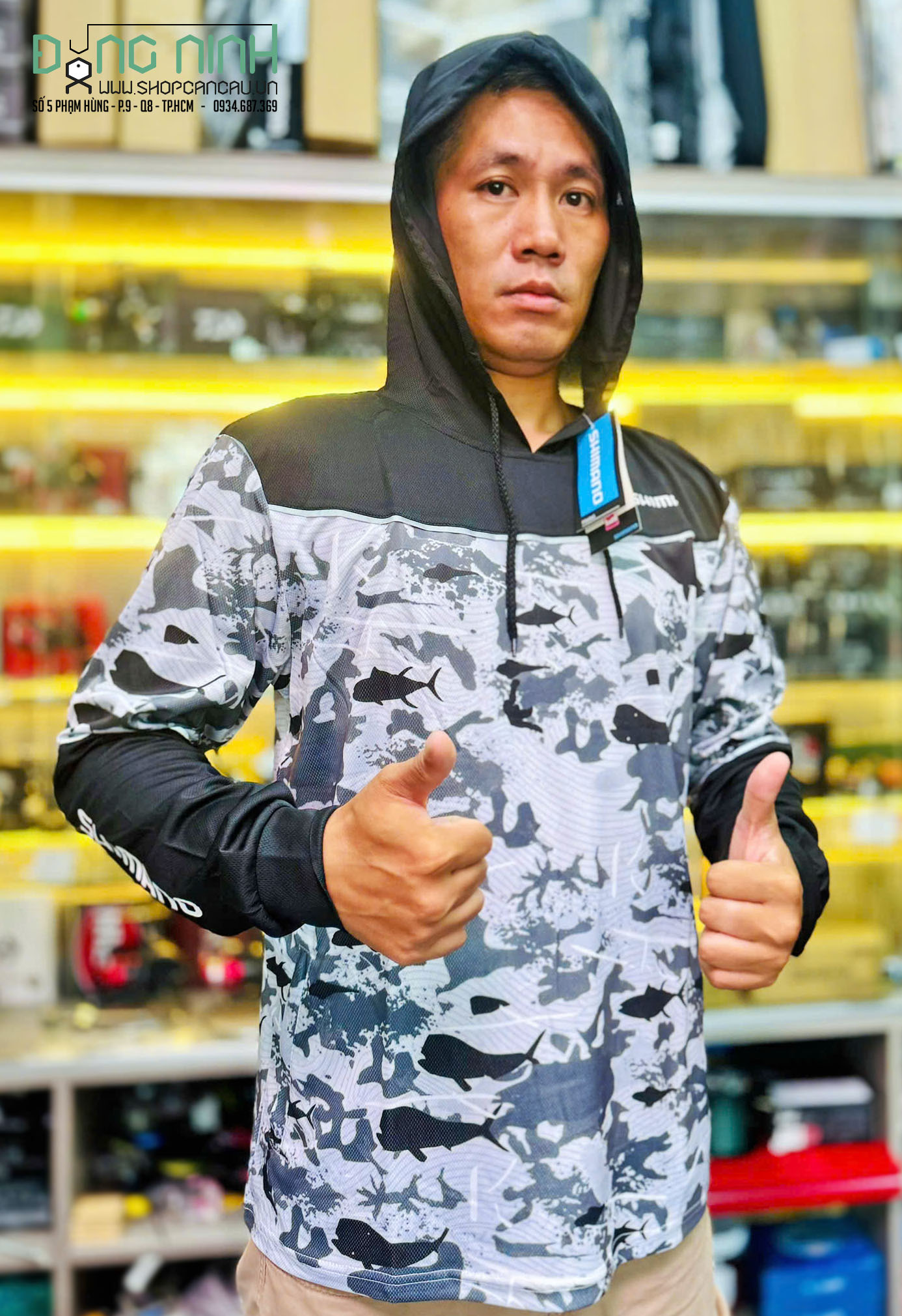 Áo Shimano Hoody Digital Camo LS - chính hãng