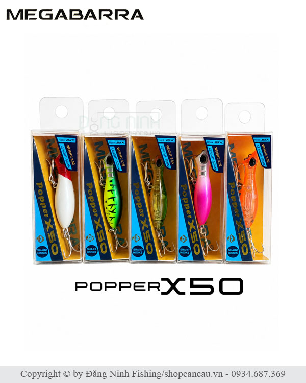 Mồi lure Megabarra Popper X50 chính hãng tại Đăng Ninh Fishing